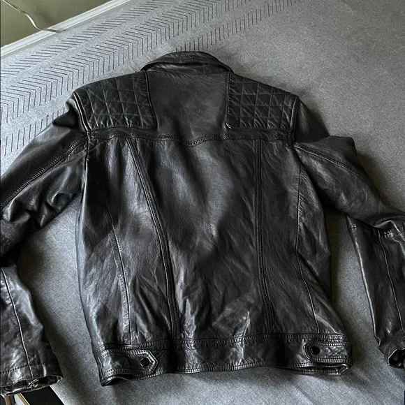All Saints Quilted Black Leather Jacket